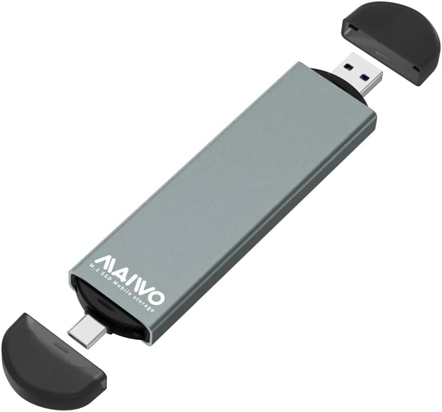 MAIWO M.2 NVME/SATA SSD Enclosure Adapter Reader,USB 3.0&Type-C ,NVMe 10GBps, SATA 6GBps.Support M Key/B&M Key Solid Status Drive,Aluminum Shell, Tool Free, Support UASP, Size 2230/2242/2260/2280 Pack of 2
