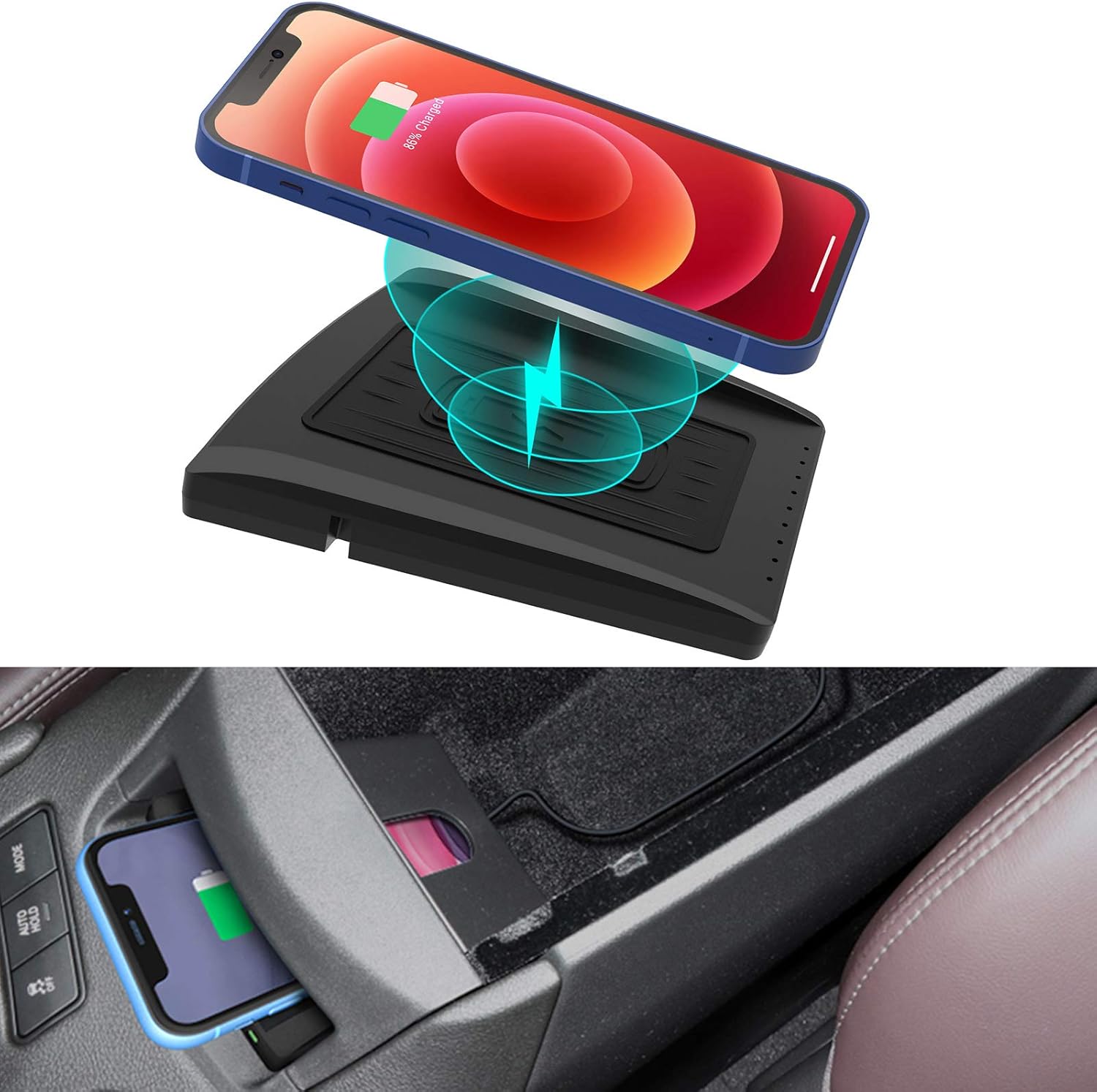 CarQiWireless Wireless Charger for Cadillac XT5 XT6 Accessories 2020 2021 Center Console Wireless Phone Charging Pad Mat for Cadillac XT5 XT6 Pack of 2