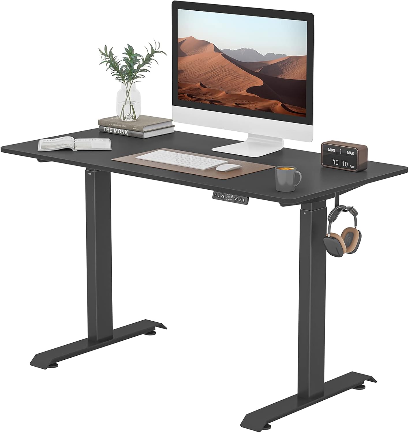 BANTI Dual Motor Adjustable Height Electric Standing Desk, Stand Up Home Office Desk with Splice Tabletop, 48 x 24 Inches, Black (B-SDE-48BK-D)