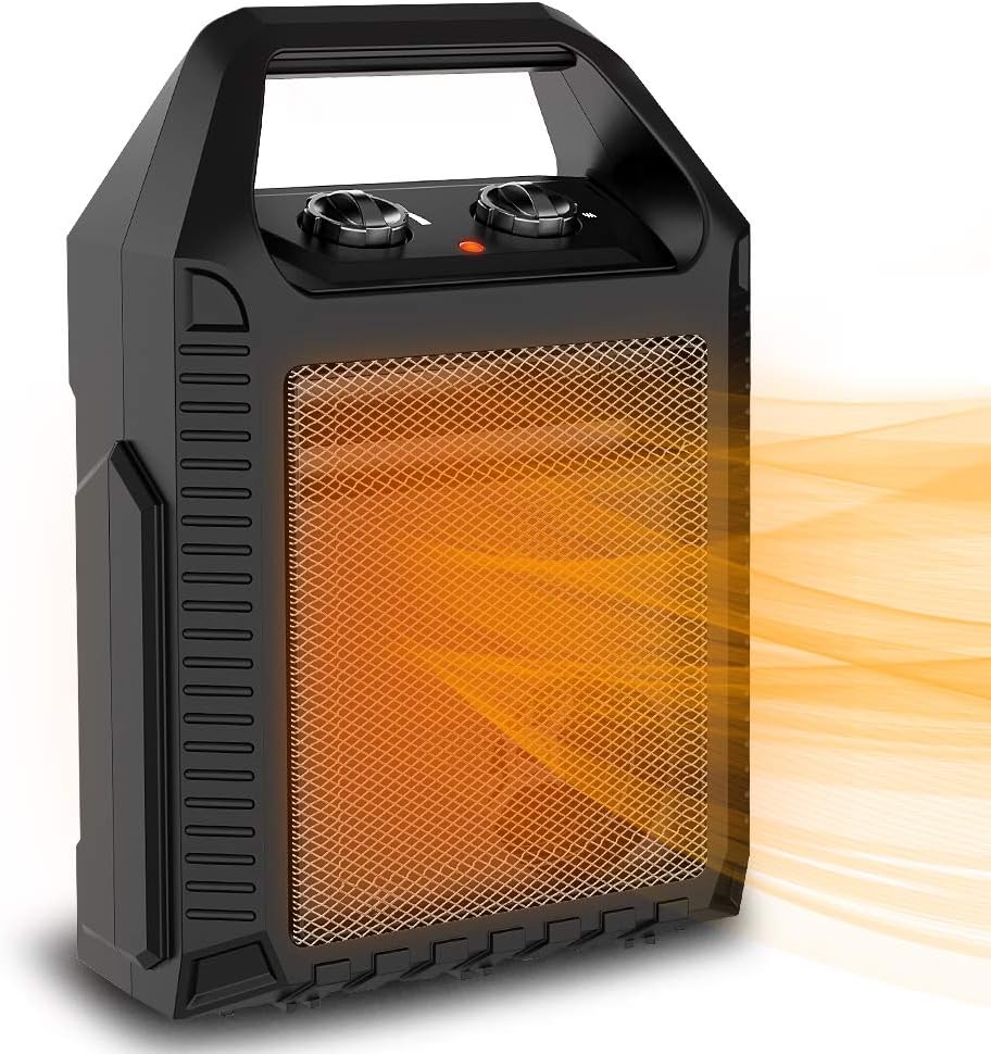 LifePlus Electric Utility Heater Space Heater Fast Heating, Adjustable Thermostat Flame Retardant ABS, Tip-over & Overheating Protection Small Desk Heater for Indoor Use Office, Home, Garage, Basement Pack of 2