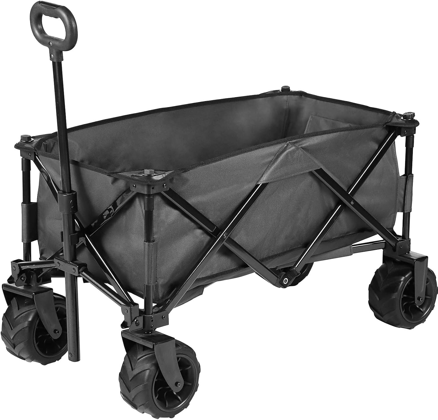 JOVNO Multipurpose Large Capacity Collapsible Wagon Cart Heavy Duty Beach Wagons with Big Wheels for Sand, Folding Utility Wagon Beach Cart for Garden, Outdoor, Camping and Picnic (Black)