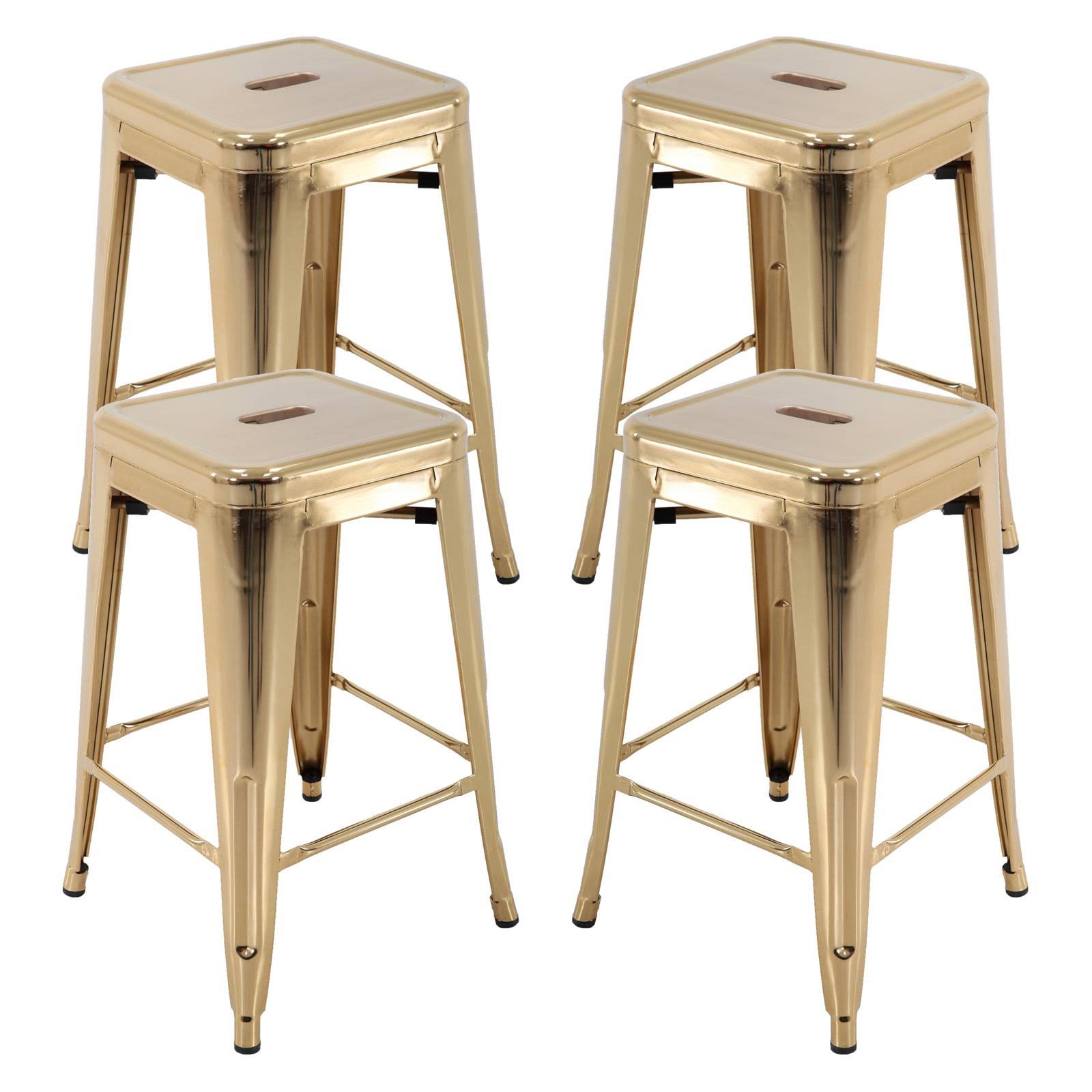 Brage Living 24 in. Stackable Backless Metal Counter Stool - Set of 4