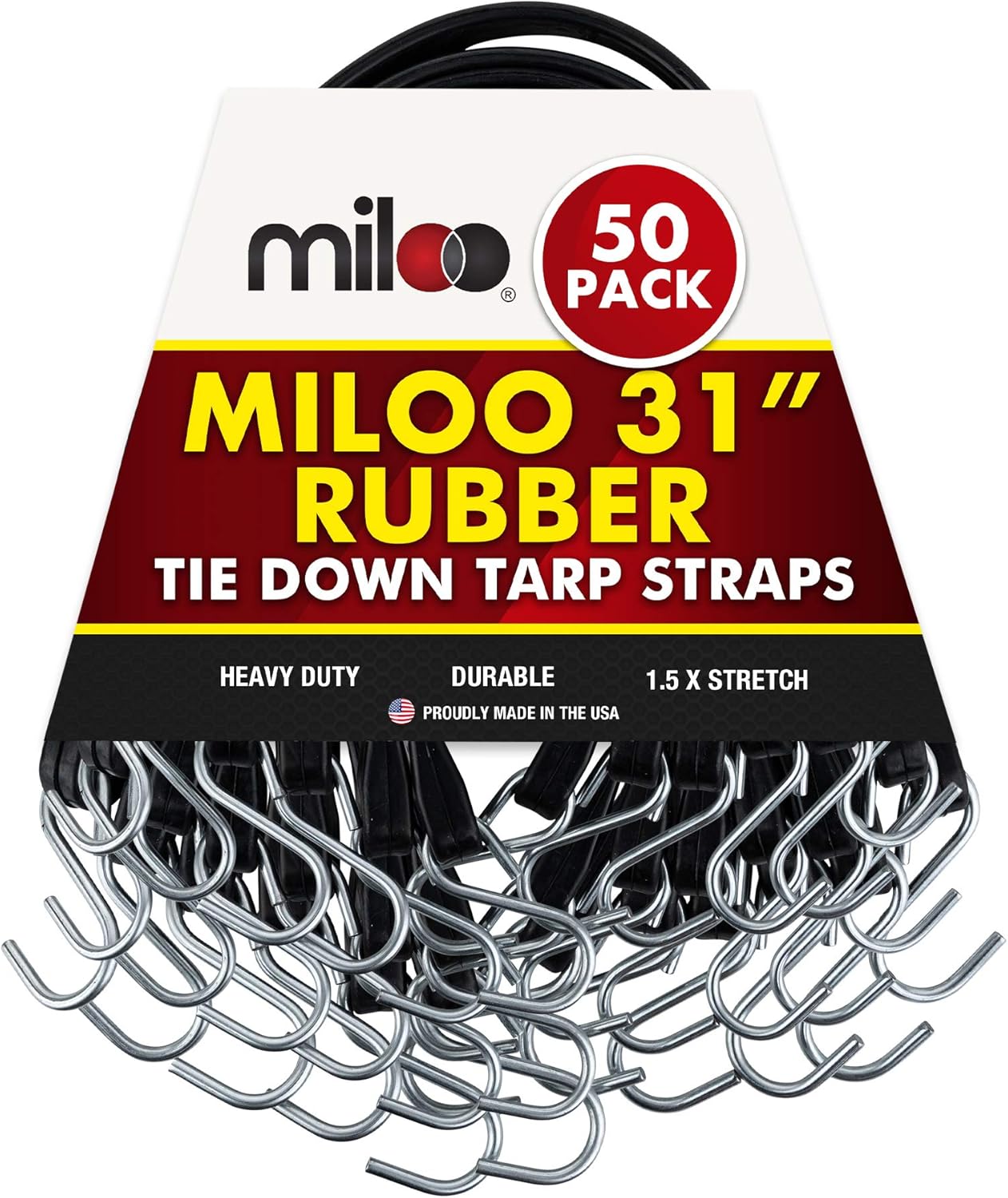 50 Pack Rubber Tarp Straps Made in USA 31