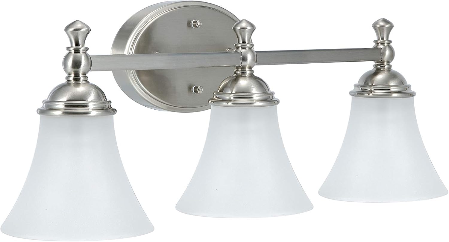 LIT-PaTH 3 Light Bathroom Vanity Light Fixture, Wall Sconce, E26 Base 60W Max for Each, Plating Nickel Finish, Bulbs not Included
