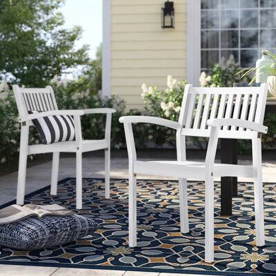 Charlton Home Bedlington Stackable Patio Dining Chair Color: White