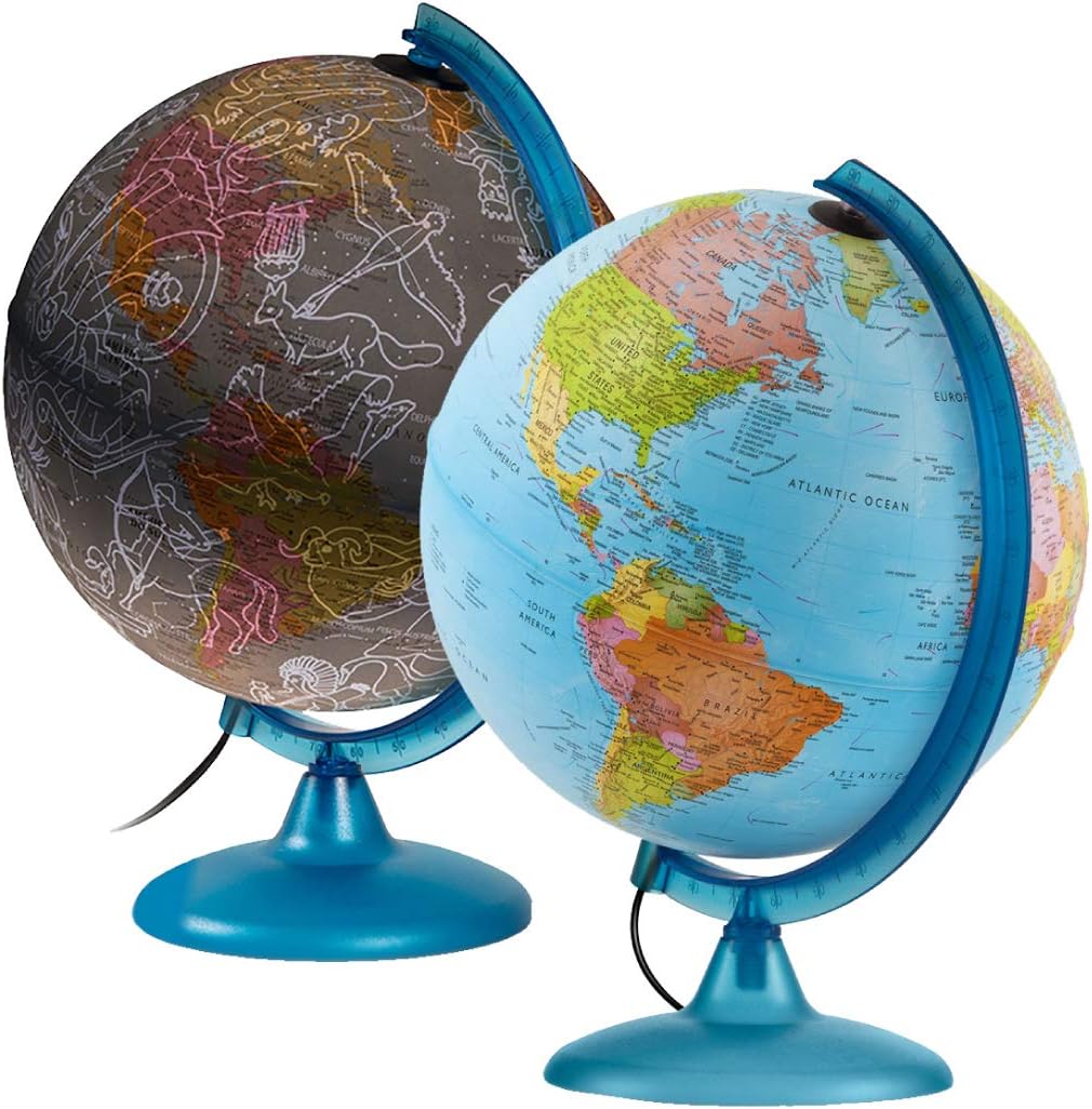 Waypoint Geographic Safari Explorer Animals Globe Illuminated Desktop Globe with Landmass and Oceans & 100'S of Illustrated Animals, Pink, 10