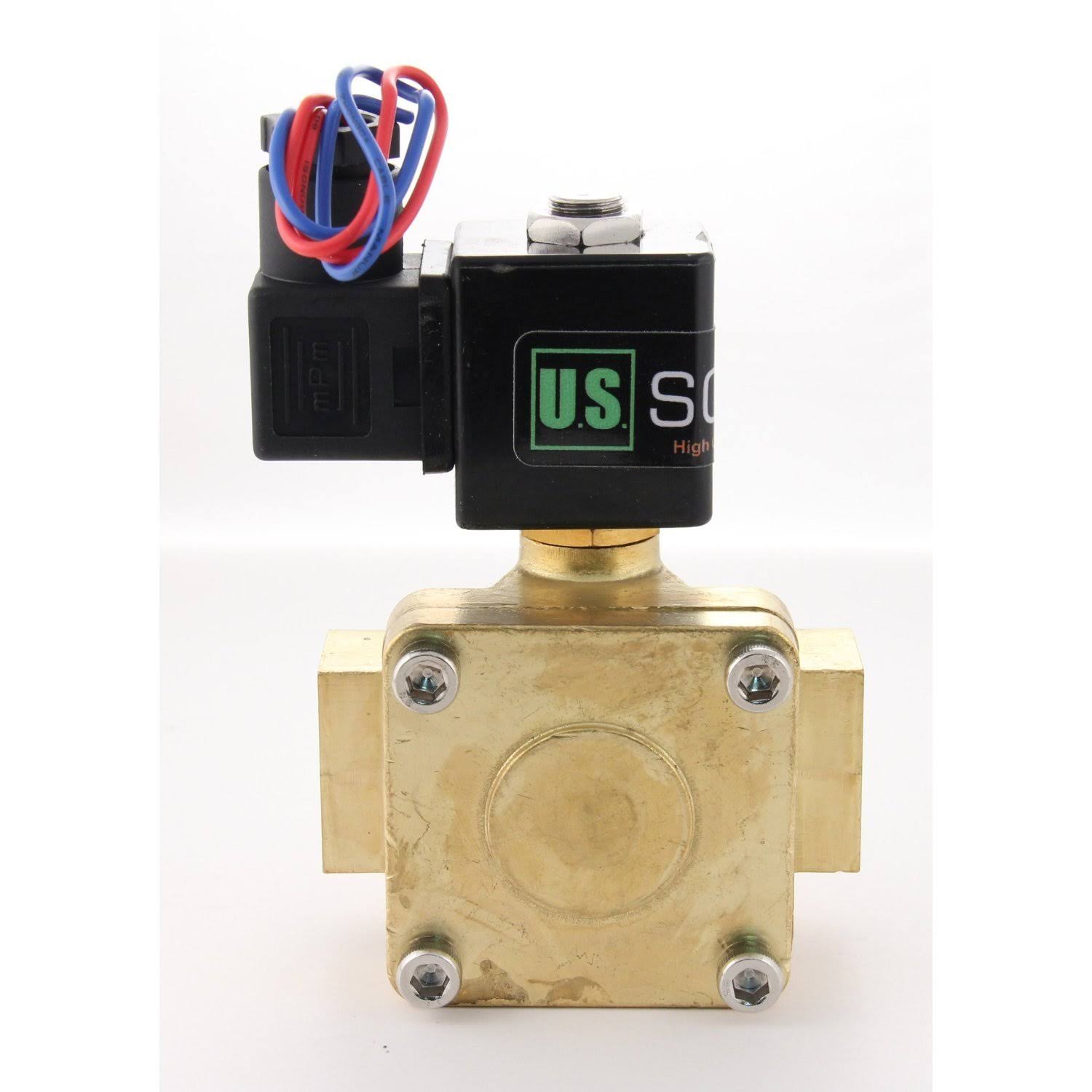U.S. Solid 3/4x22 Brass Electric Solenoid Valve 110VAC N.C. Viton by U. S. Solid