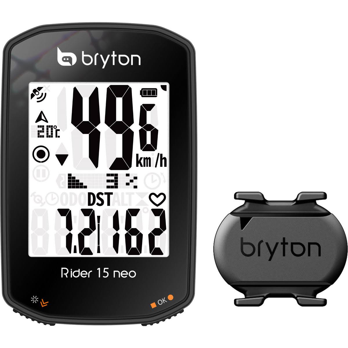 Bryton Rider 15C Neo GPS Cycle Computer Bundle with Cadence Black