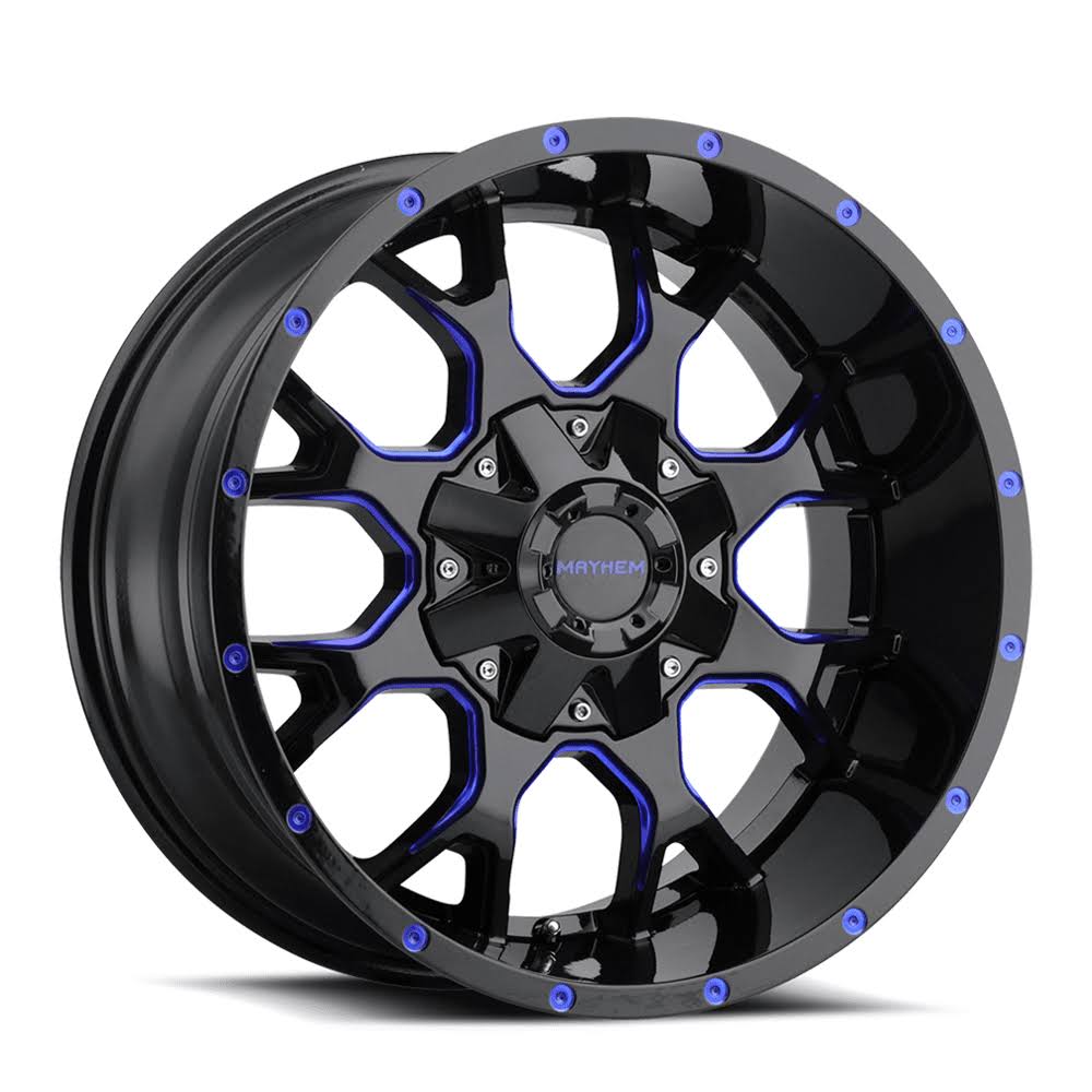 Mayhem Warrior Wheel 20x9 6x135 0mm Black W/Prism Blue