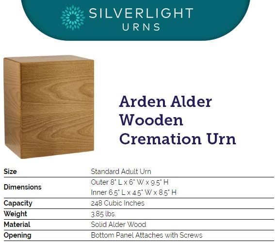 Silverlight Urns Arden Mahogany Wooden Cremation Urn, Extra Large Capacity