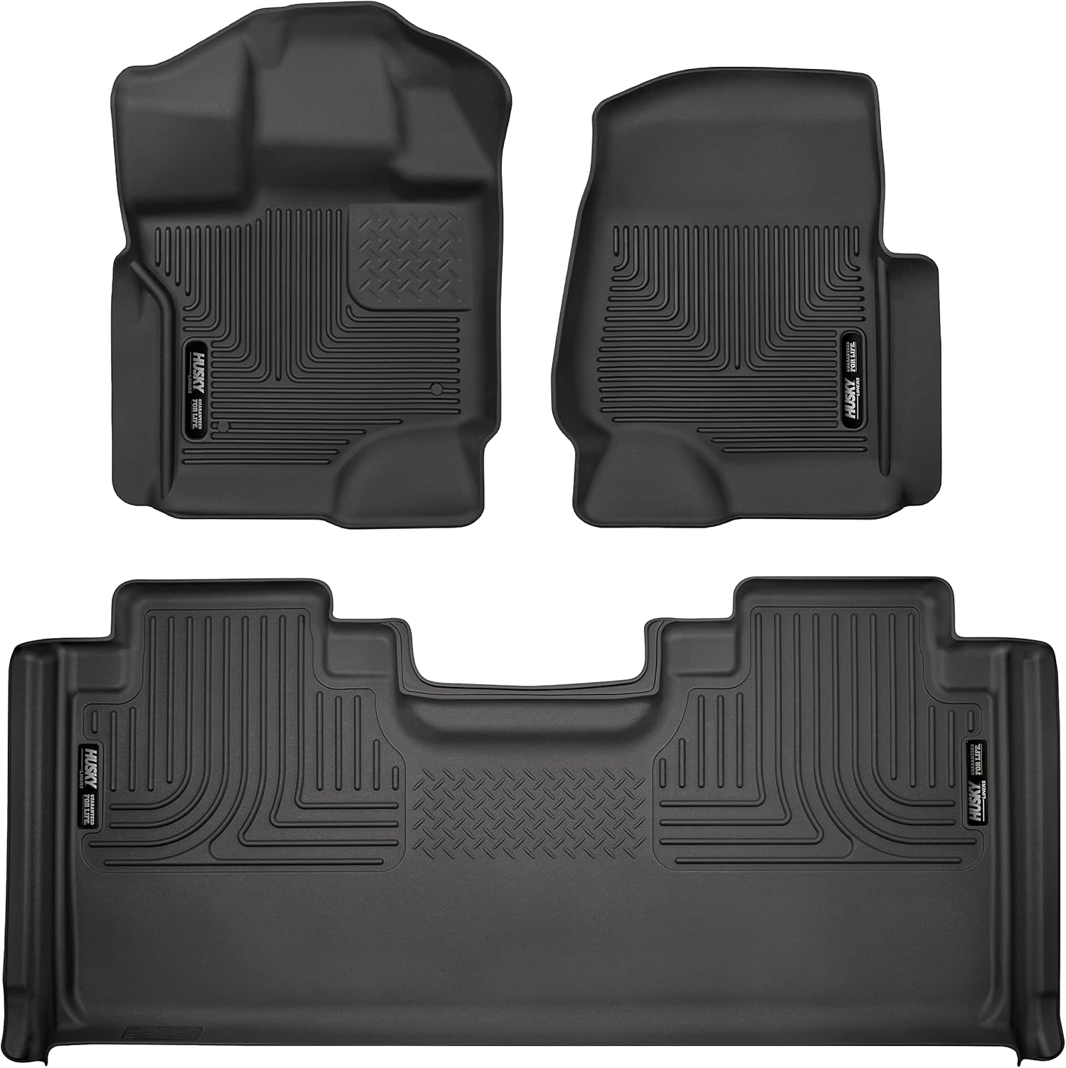 Husky Liners Weatherbeater Series | Front & 2nd Seat Floor Liners - Black | 94051 | Fits 2015-2022 Ford F-150 Extended/SuperCab 3 Pcs