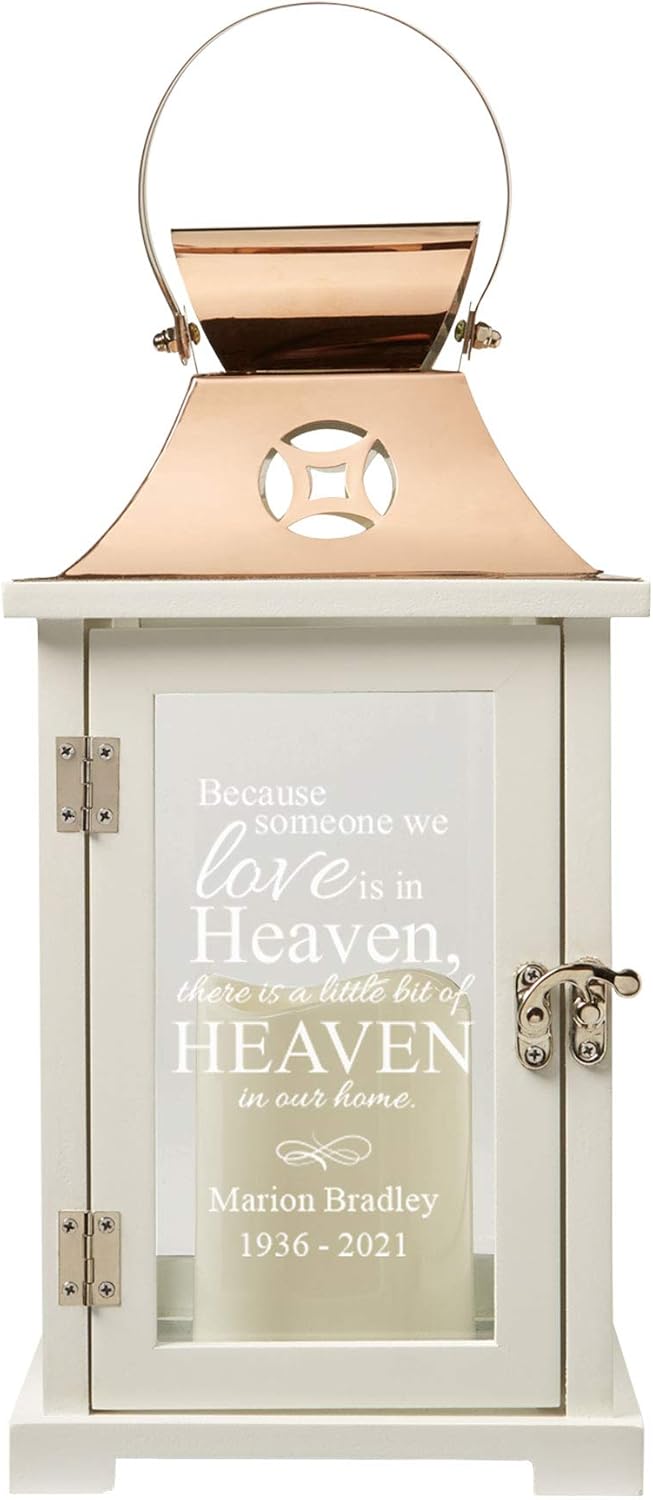 Let’s Make Memories Personalized for Loved Ones in Heaven Lantern – Condolence & Memorial Gift – Customize with Message – 13.5”H x 6.25”Sq. Pack of 2