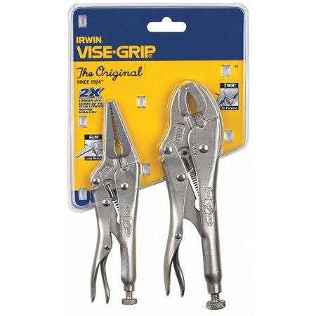 Vise Grip Locking Plier Sets, Number of Pieces: 2, Jaw Capacity: 1-5/8 in, 2-1/4 in, Plain Grip Handle - 36