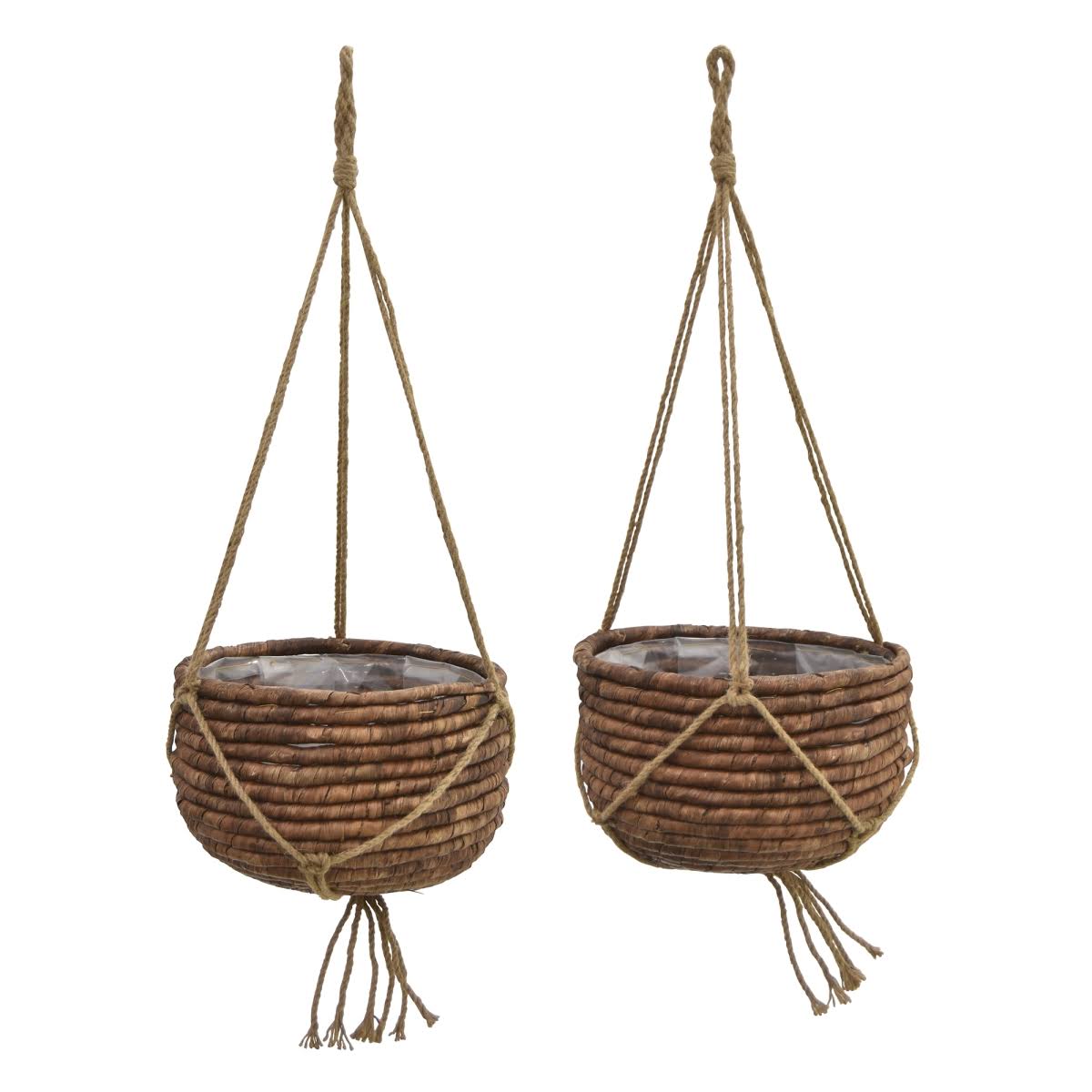 Plutus 2 Piece Modern Water Hyacinth Basket Set in Brown - PBTH93302