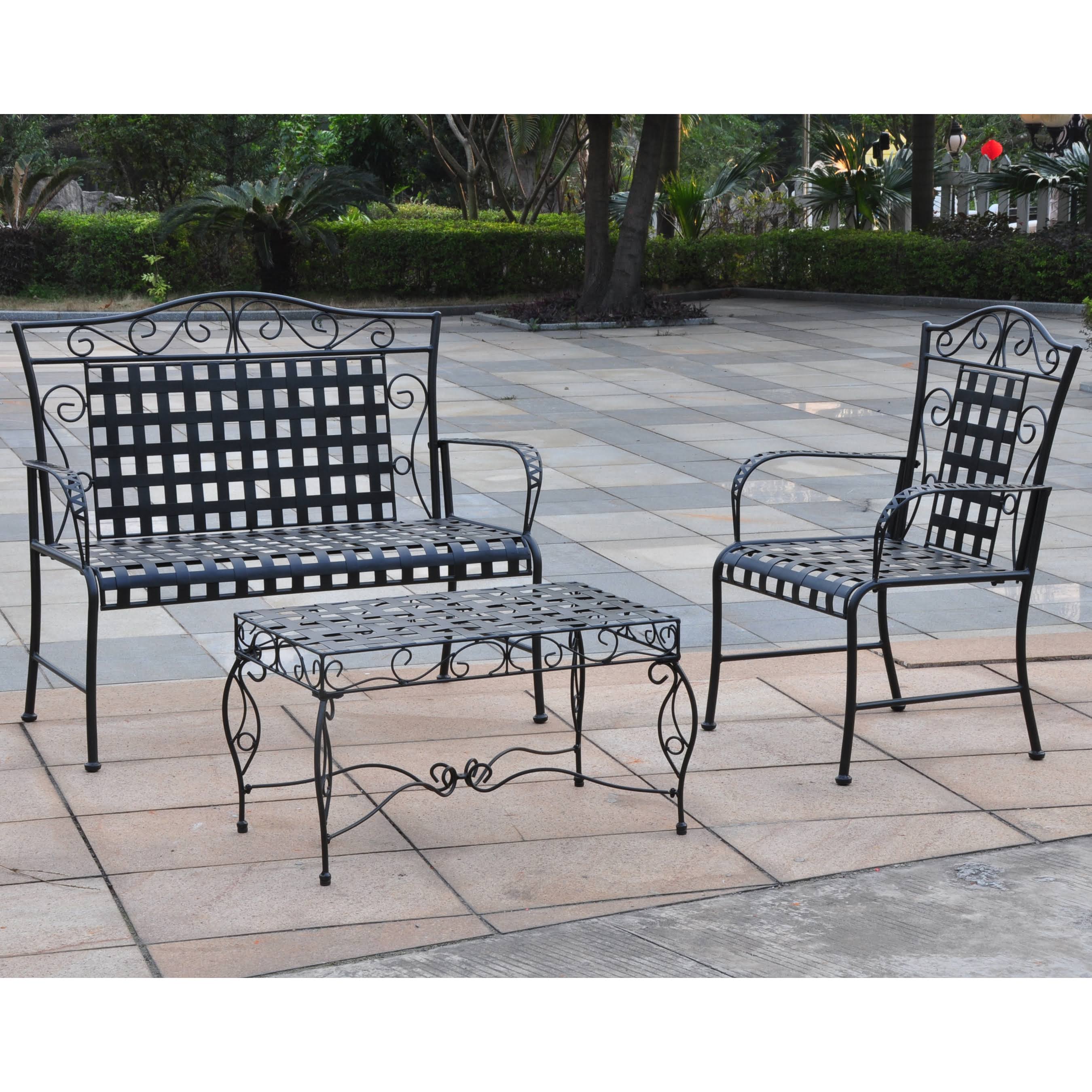 International Caravan Mandalay 3-Piece Settee Set in Antique Black