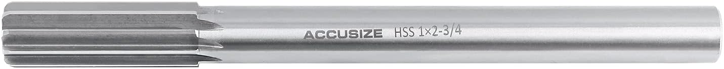 Accusize Industrial Tools 1'' H.S.S. M2 Straight Shank Straight Flute Chucking Reamer, Flute Length 2-3/4'', Oal 10-1/2'', 8 Flute, 5015-0285 Pack of 2