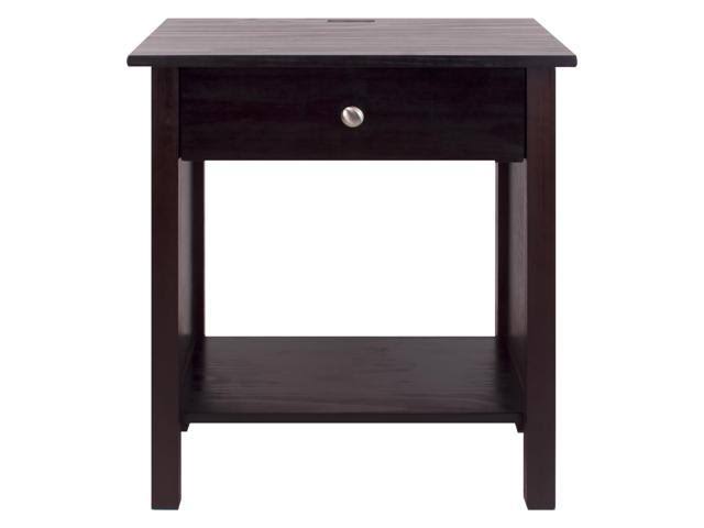 Casual Home Vanderbilt Nightstand with USB Ports-Espresso (Pack of 2)