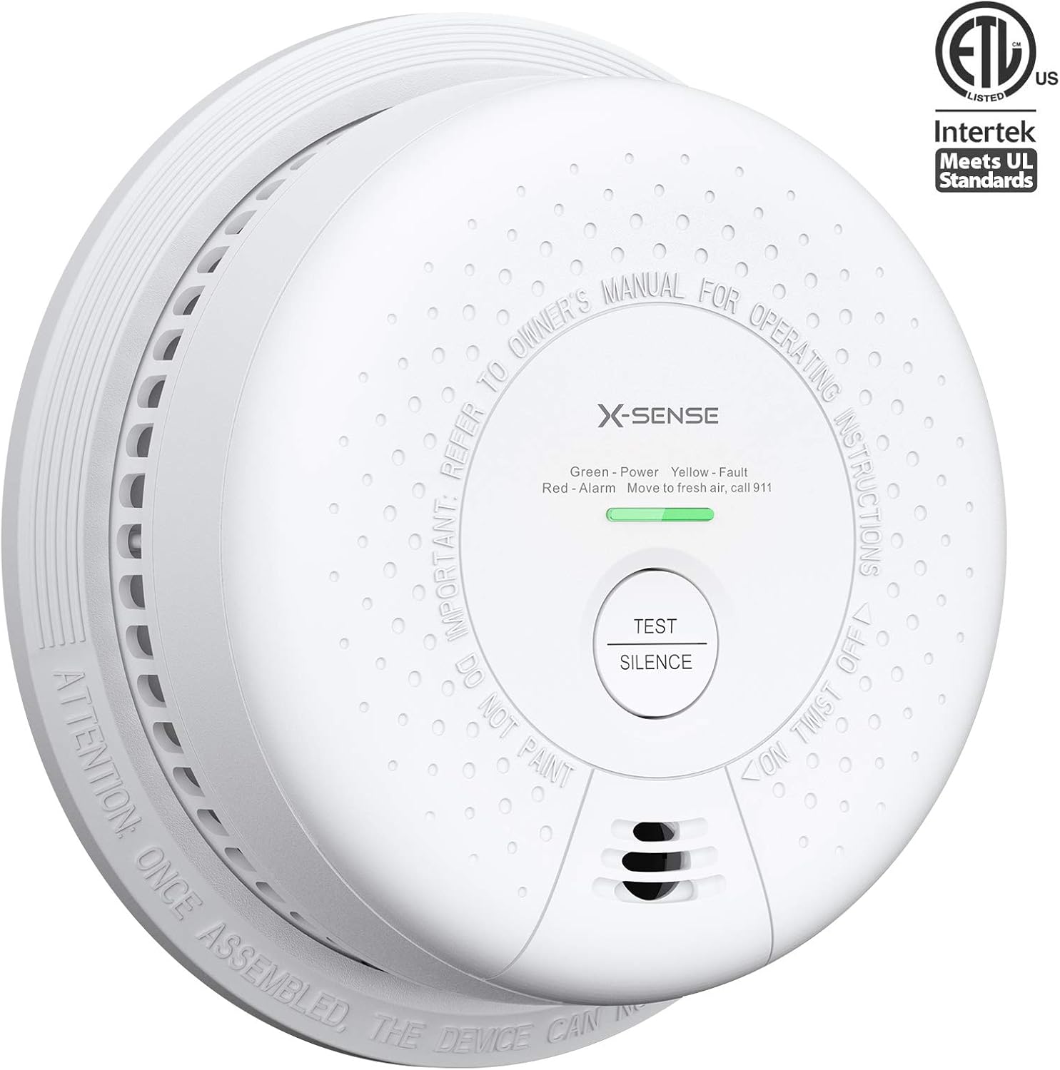 X-Sense SC03 10-Year Battery (Not Hardwired) Smoke and Carbon Monoxide Detector Alarm, Compliant with UL 217 & UL 2034 Standards, Silence Button & LED Indicator, Auto-Check, 5-Pack