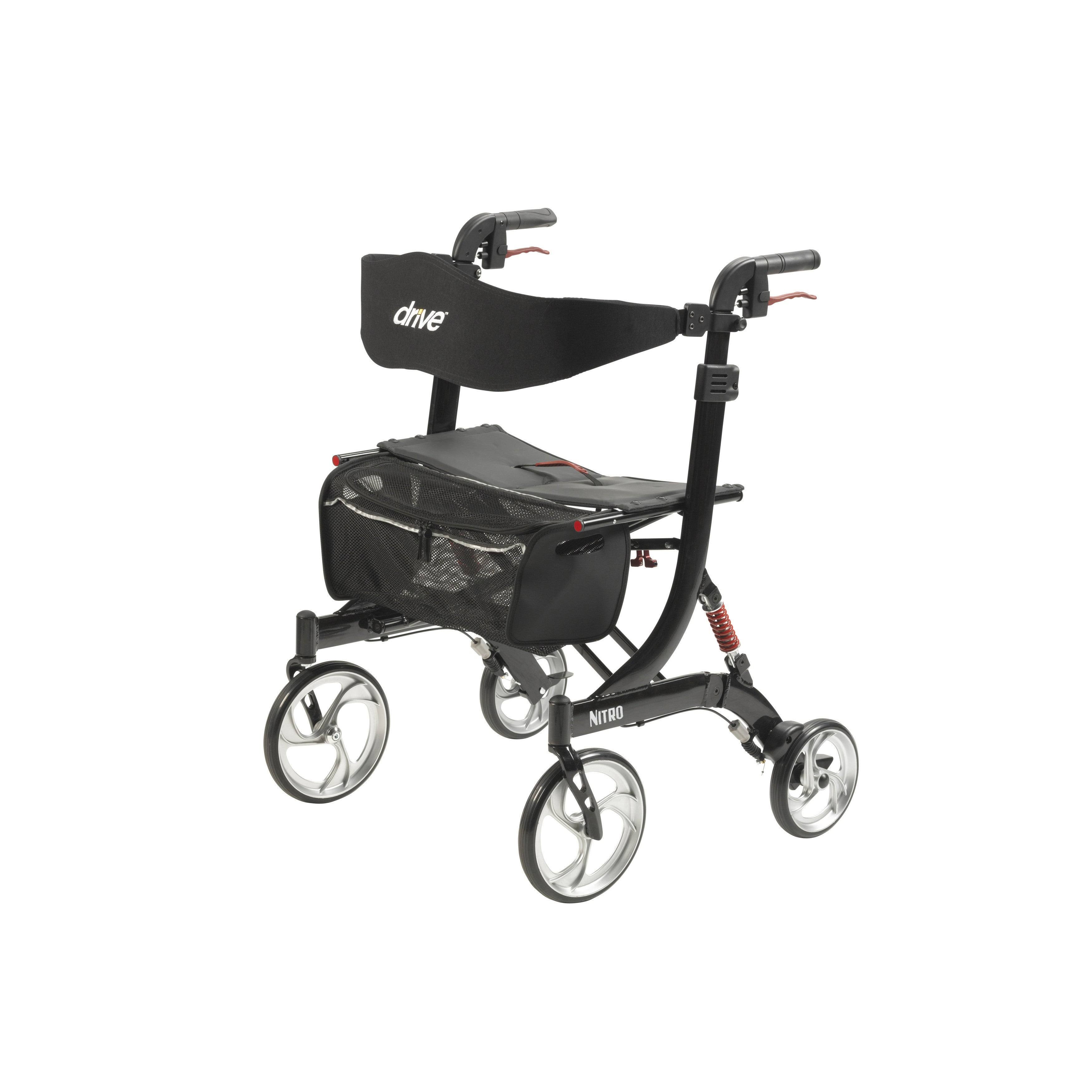 Drive Medical Heavy Duty Nitro Euro Style Walker Rollator, Black