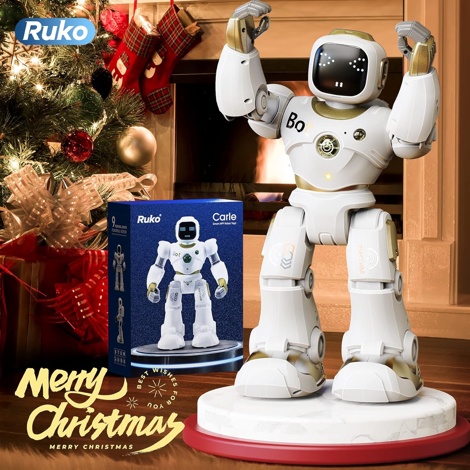 Ruko Large Smart Robots for Kids, Programmable and Interactive RC Toy, Remote Control + APP Control + Voice Control + Bluetooth Player + Gravity Sensor, Best Gift for 4 5 6 7 8 9 Boys and Girls