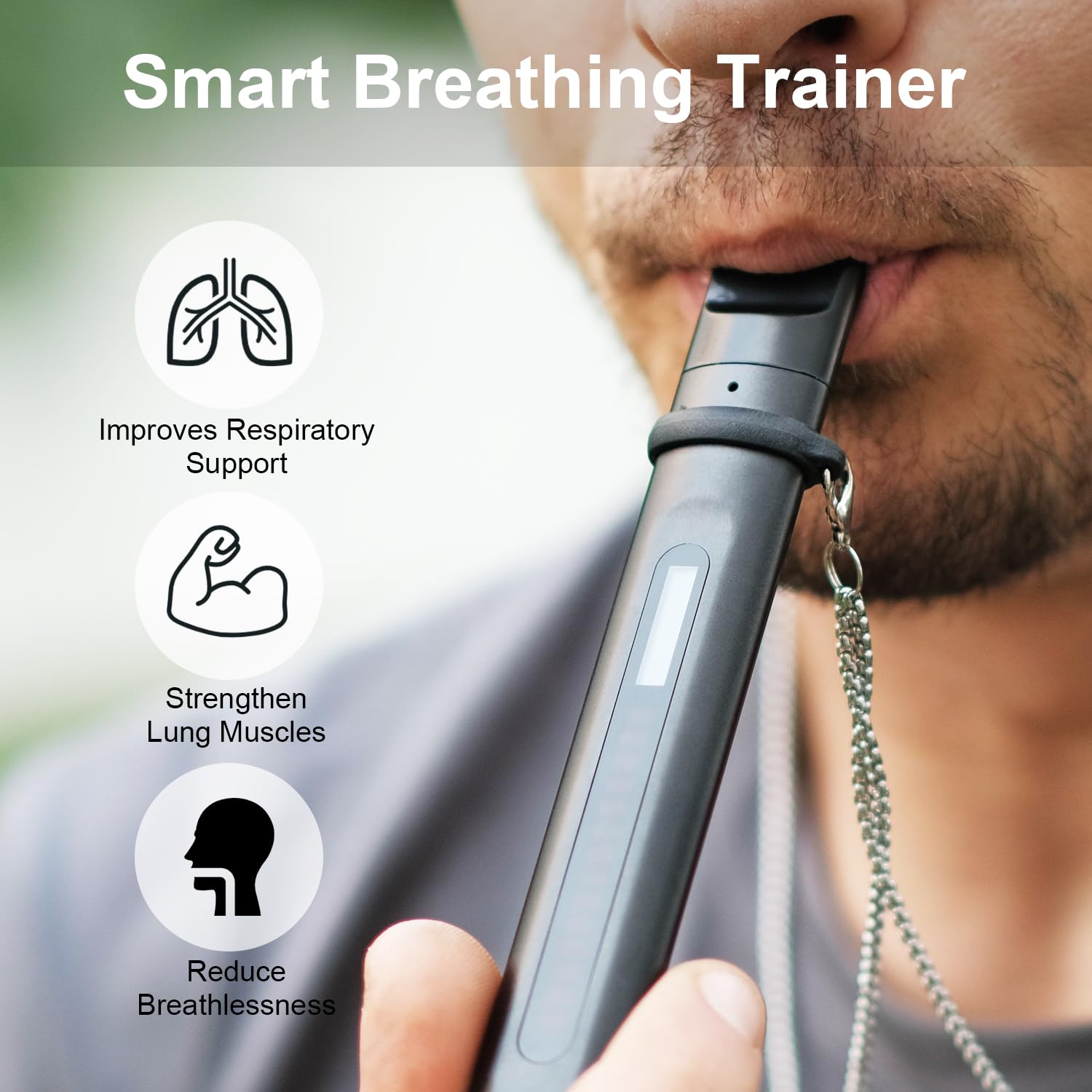 Breathing Exercise Device,Compact Guided Portable Breathing Trainer with Real-time Result Display to Improve Fitness and Sleep. Excellent for Athletes and Normal People
