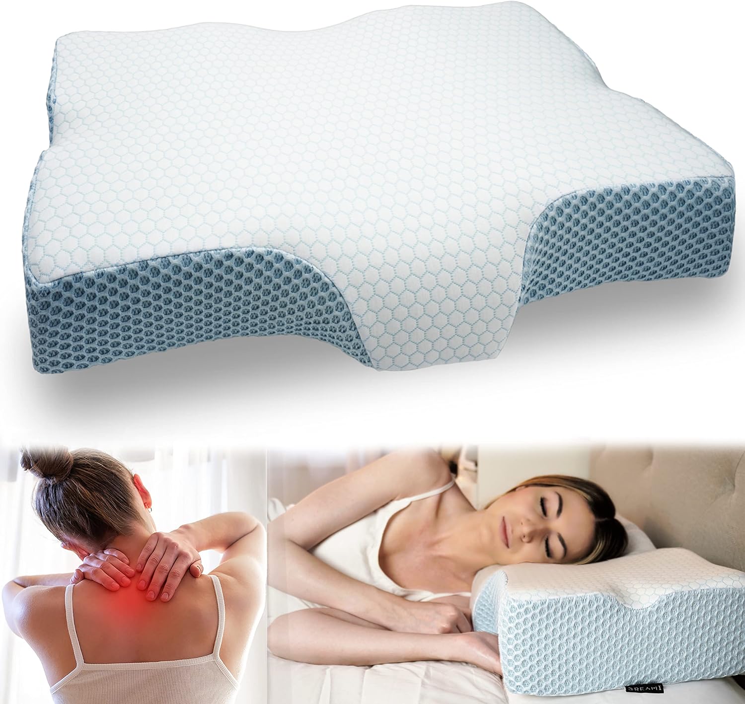 SLEEPBYDREAMI | Cervical Pillow for Neck Pain | Memory Foam Pillow Neck Support & Shoulder Pain Relief | Comfortable for All Sleeping Positions | Chiropractor & Physio Approved Pillow |