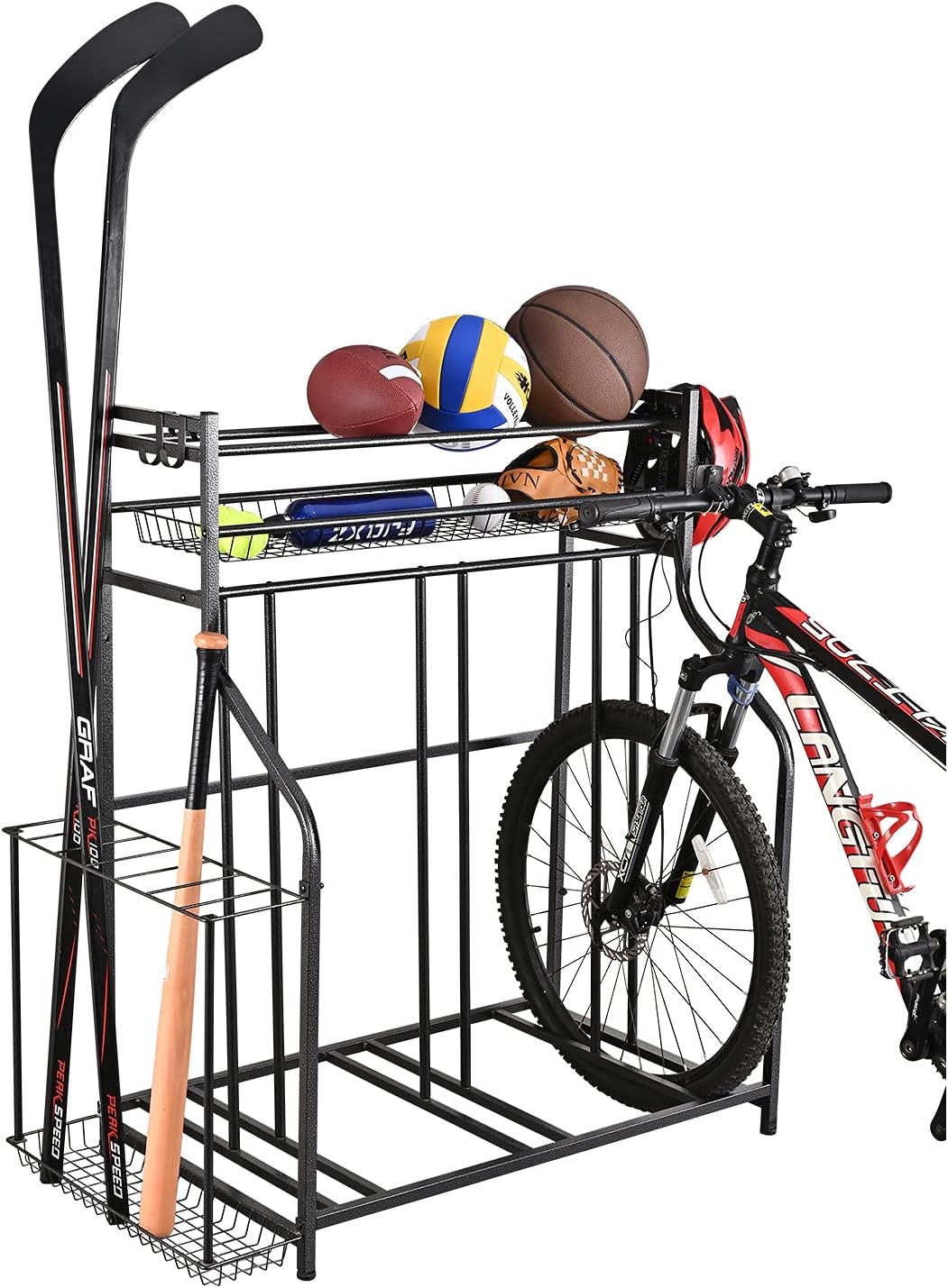 Mythinglogic Garage Bike Rack Storage Organizer,3 Bike Floor Parking Stand for Garage Organizer, Bicycle Storage Rack for Garage, Free Standing Bike Rack for Adult or Kids Bike (Large)