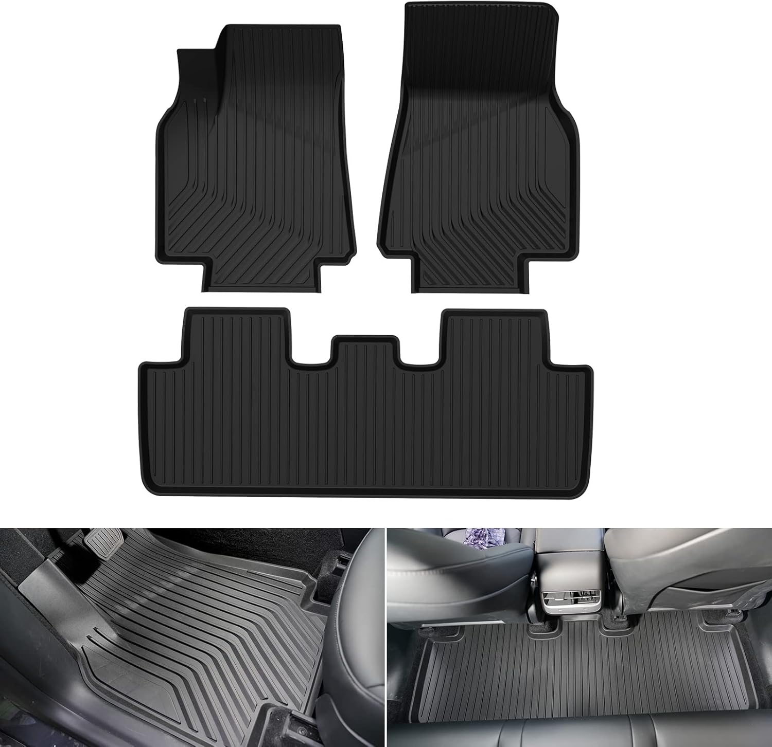 A & UTV PRO Floor Mats Fit for 2021 2022 Tesla Model Y, All Weather Waterproof 3D Floor Liners, Front & 2nd 2 Row Seat TPE Slush Liner Black Accessories
