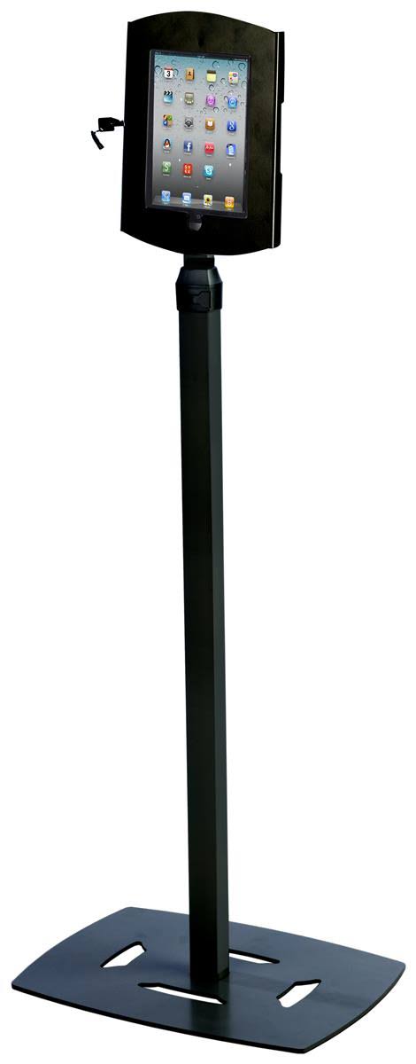 Displays2go Touch Screen Floor Stand, iPad and Android, VESA 75mm x 75mm and 100mm x 100mm, Aluminum, Black