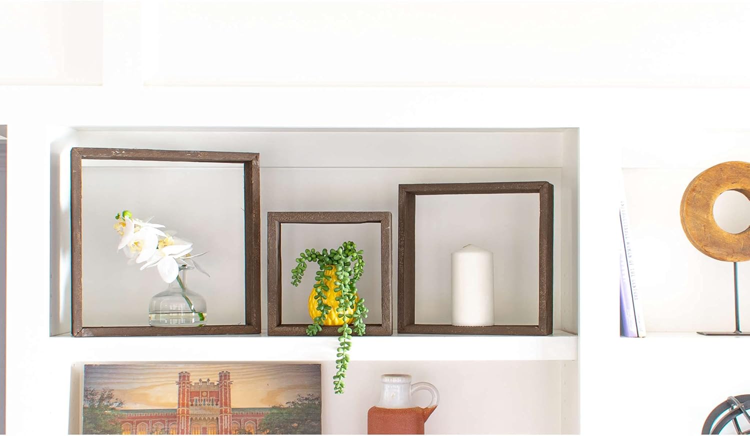 BarnwoodUSA Rustic Shelves, Hexagon Floating Wood Shadowbox, Home Decor, Set of 3 (Robins Egg Blue) Pack of 2