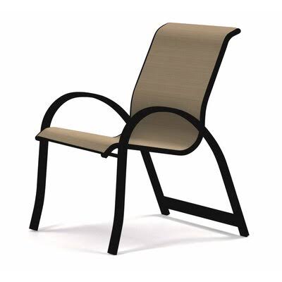Aruba Stacking Metal Patio Dining Armchair Telescope Casual Frame Color: Textured Black, Color: Titanium
