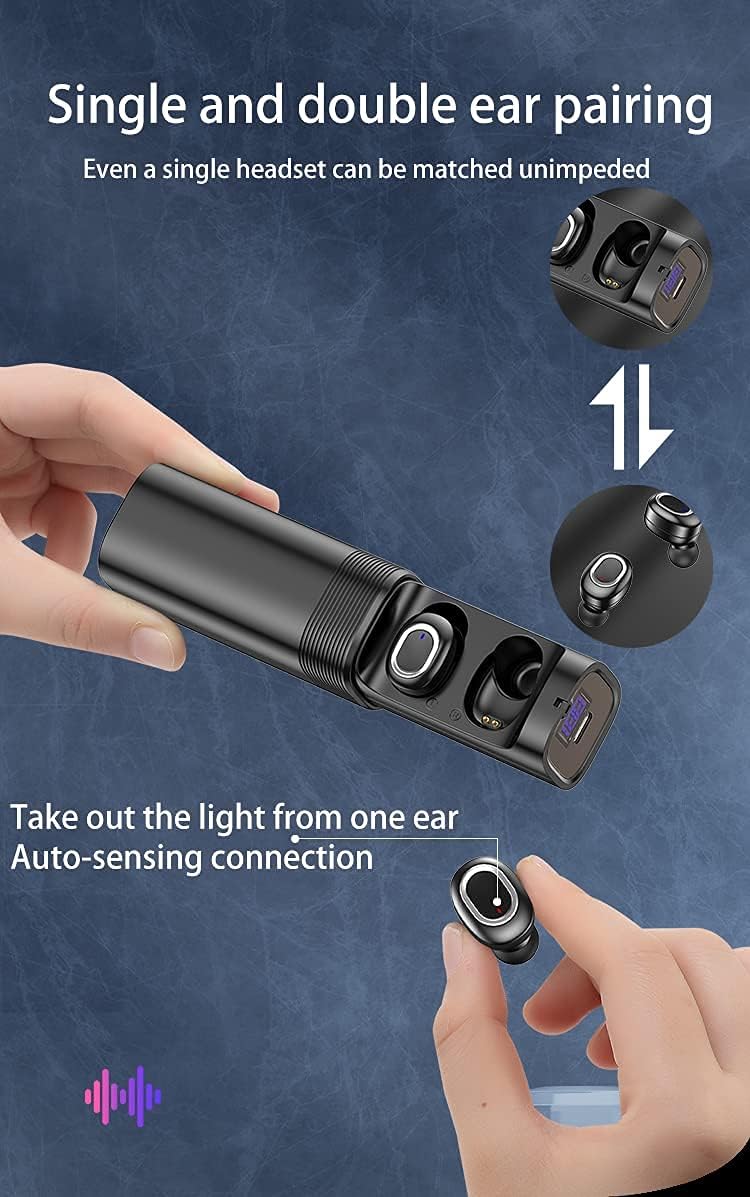 Auriculares Bluetooth Wireless Bluetooth Earbuds with LED Display Fast Charging Case,Noise-canceling Stereo Sound,IPX5 Waterproof, for Sport, Home, Office, Travel Pack of 2