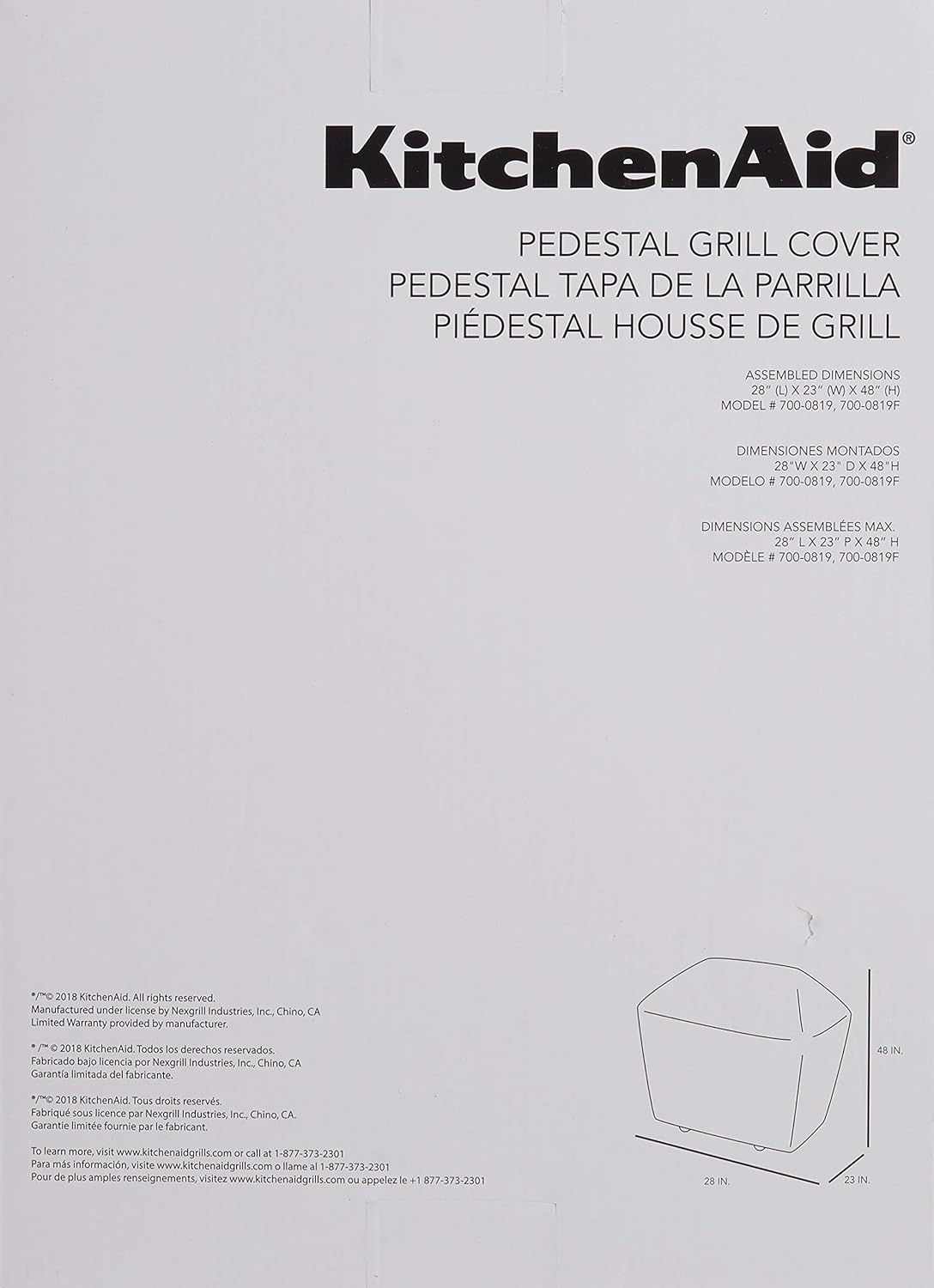 KitchenAid 700-0819 Grill Cover, Small,Gray Pack of 2