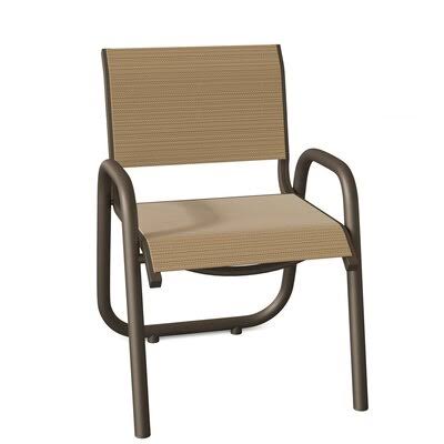 Reliance Stacking Patio Dining Armchair Telescope Casual Frame Color: Textured Beachwood, Seat Color: Sky 42D