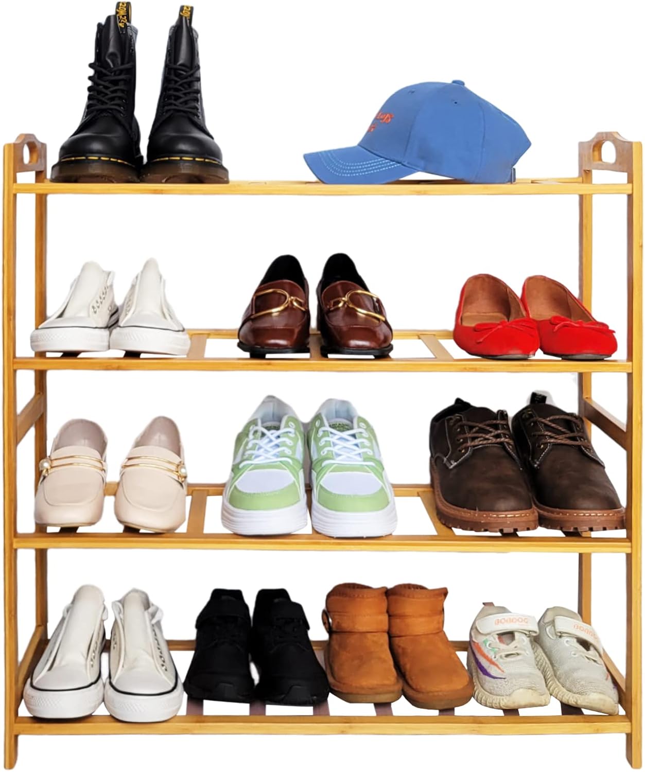 Dabuda Bamboo Shoe Rack 4 Tier Entryway Shoe Shelf Storage Organizer Natural Bamboo 27.5 Inch