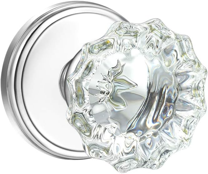 COOLNEWS Crystal Glass Door Knobs Interior with Lock, Privacy Door Knob for Bedroom and Bathroom (Satin Nickel, 6 Pack)