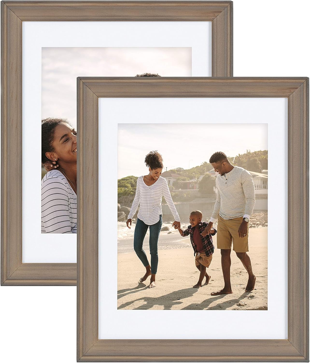 Kate and Laurel Bordeaux Farmhouse Gallery Frame Wall Kit, Set of 2, 16x20 Matted to 8x10, Rustic Brown, Chic Photo Frames for Wall Pack of 2