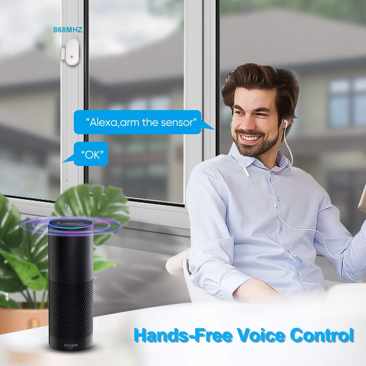 WiFi Alarm System Kits Smart Security System, Compatible with Alexa, APP Control,1 PIR Motion Sensor, 1 Remote, 4 Door Sensor and 1 Hub only Support 2.4G WiFi Pack of 2