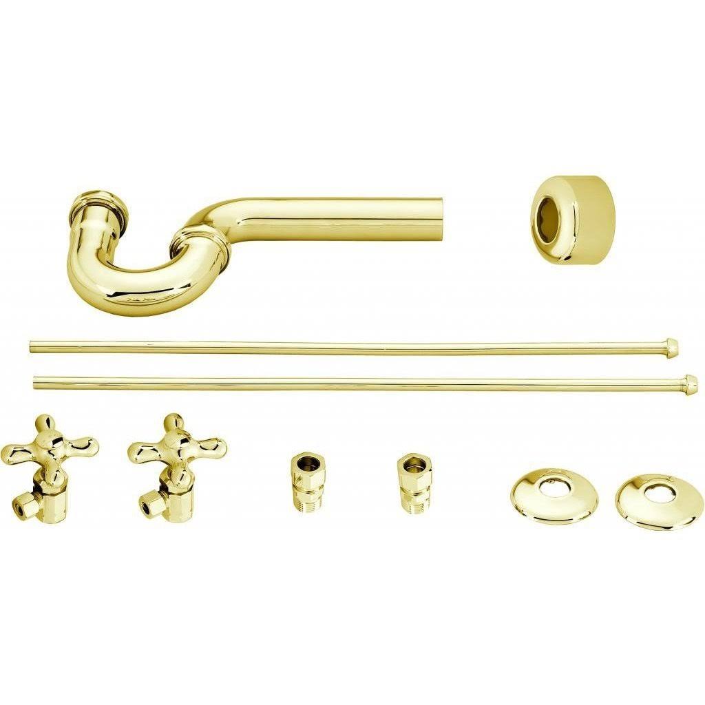 Westbrass Traditional Pedestal Lavatory Kit - Cross Handles | Black | D1838L-62