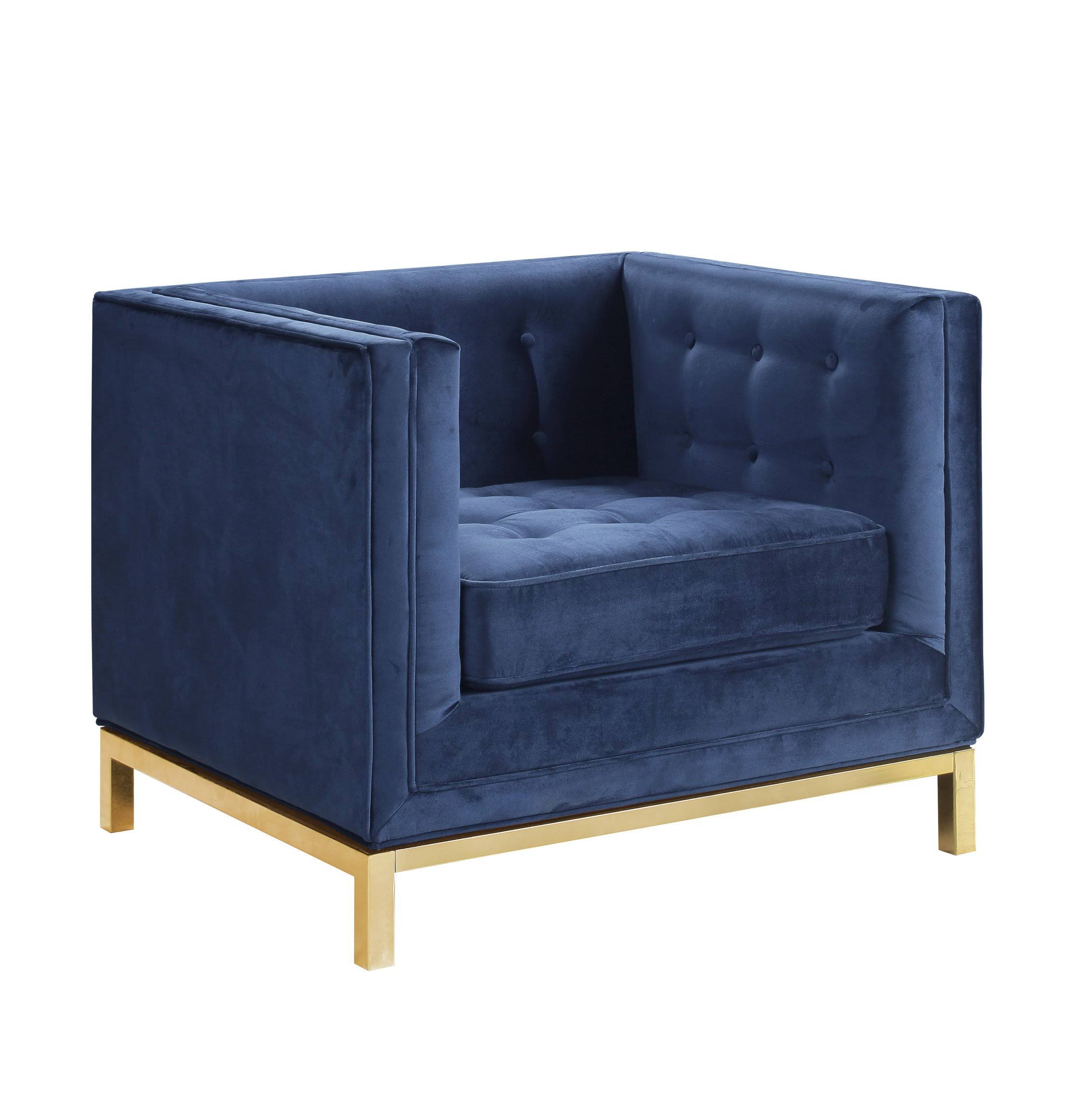 Chic Home Dafna Modern Navy Velvet Tufted Accent Club Chair