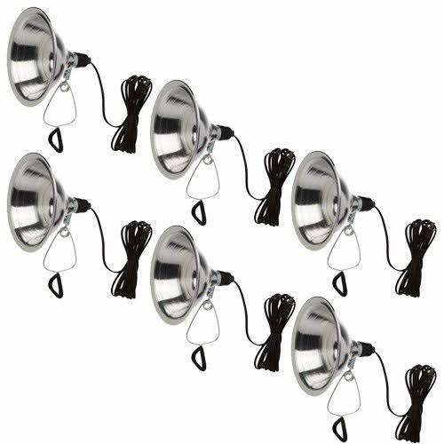 Wideskall Heavy Duty 8-1/2x22 Aluminum Reflector Shade Clamp on Work Light Lamp ETL (Pack of 6)