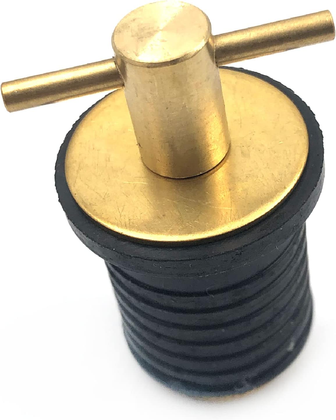 MKYCAI 2pcs T-Handle Drain Plug Twist-Turn Marine Boat Drain Plugs Rubber Plugs with Brass Handle Boat Marine Accessories Brass Plated T-Handle Plug Rubber Drain Plug for Hull