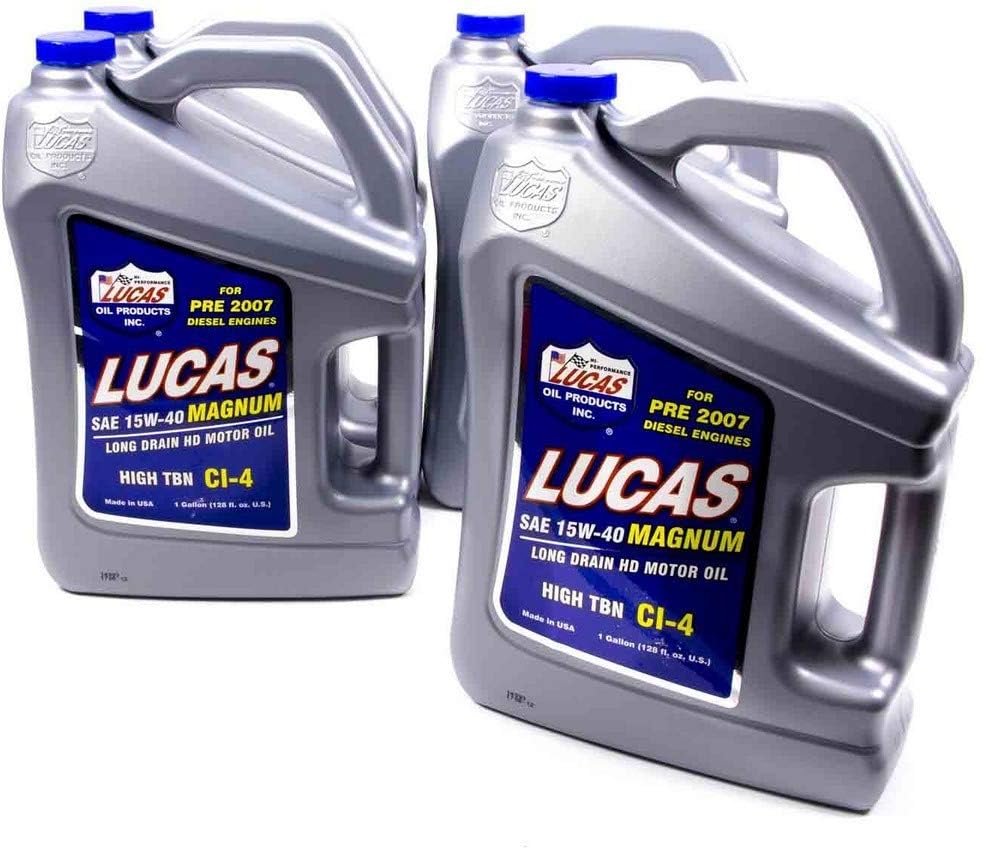Lucas Oil 10076-PK4 15W-40 Magnum High TBN Truck Oil - 1 Gallon Jug (Pack of 4)