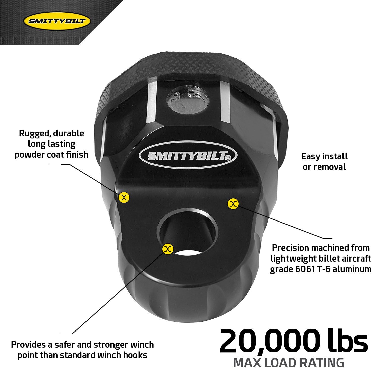 Smittybilt 2820 Aluminum Winch Shackle (A.W.S.) Universal Fit, 20k lb. Load Rating