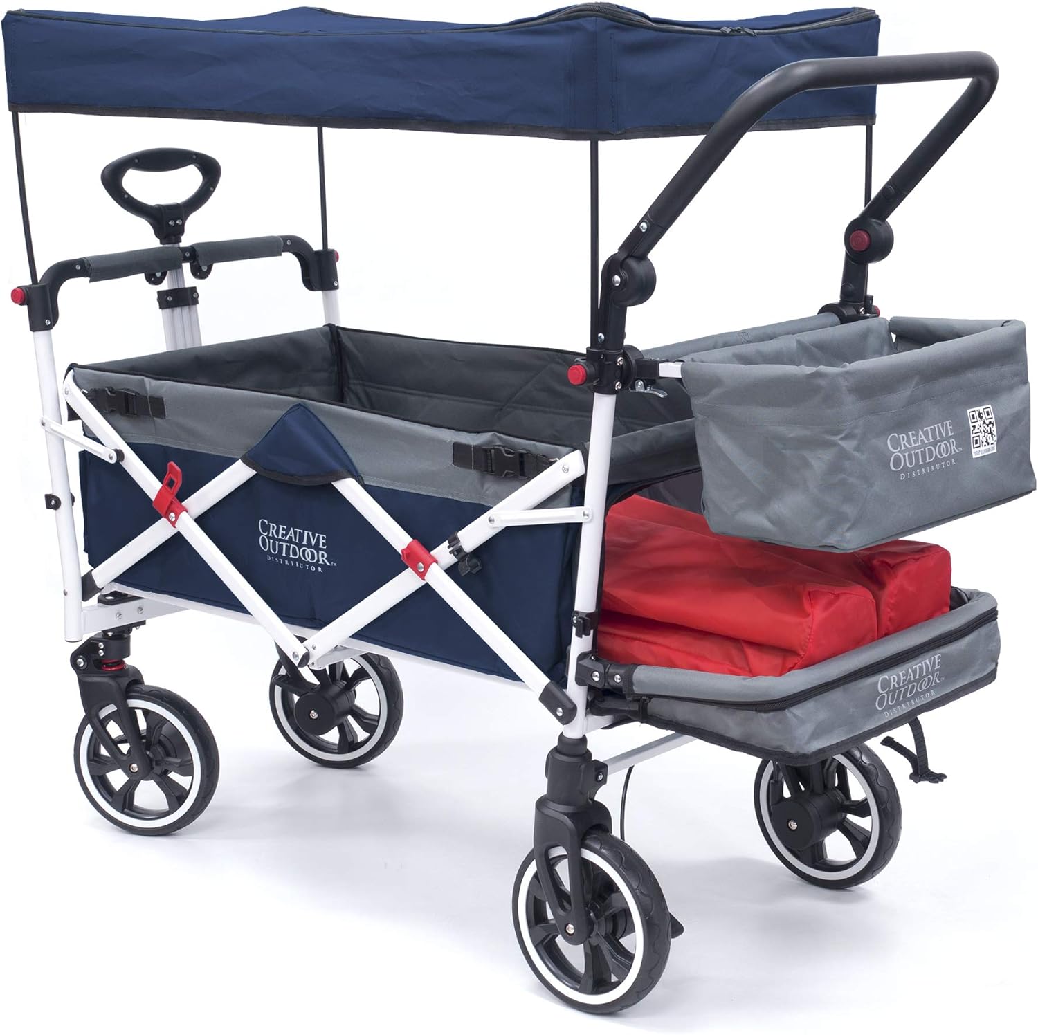 Creative Outdoor Push Pull Collapsible Folding Wagon Stroller Cart for Kids | Titanium Series | Beach Park Garden & Tailgate (Teal)