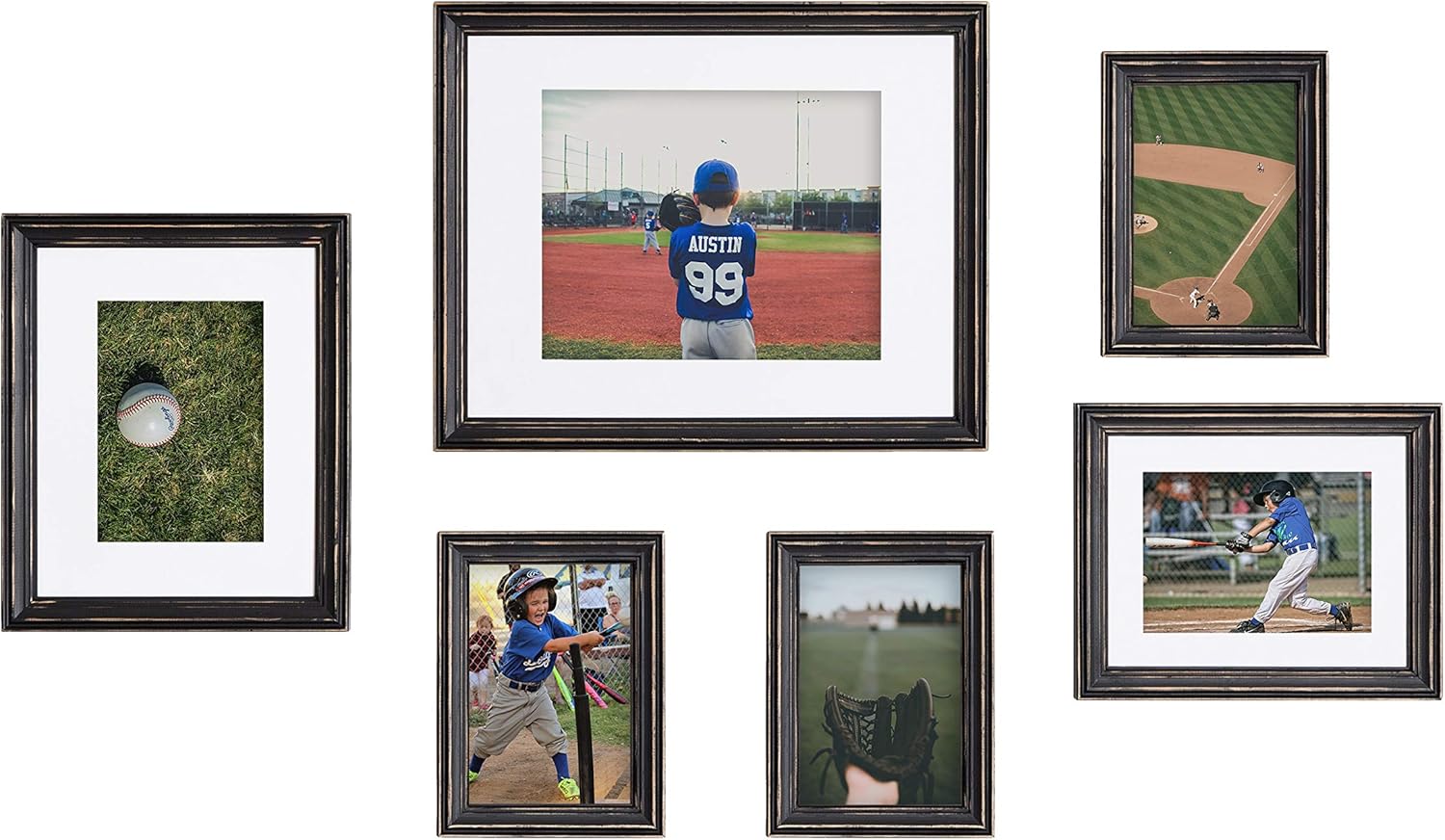 Kate and Laurel Bordeaux Gallery Frame Wall Kit, Set of 6 with Assorted Size Frames, Charcoal Gray Pack of 2