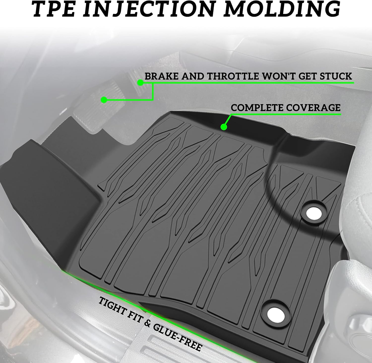 TPE Floor Mats for Ranger SuperCrew 19-21, KEWISAUTO Black Front Rear 2 Row Floor Liner All Weather Protection Slush Mat Liner Set for Ford Ranger SuperCrew Cab 2019-2021 Accessories