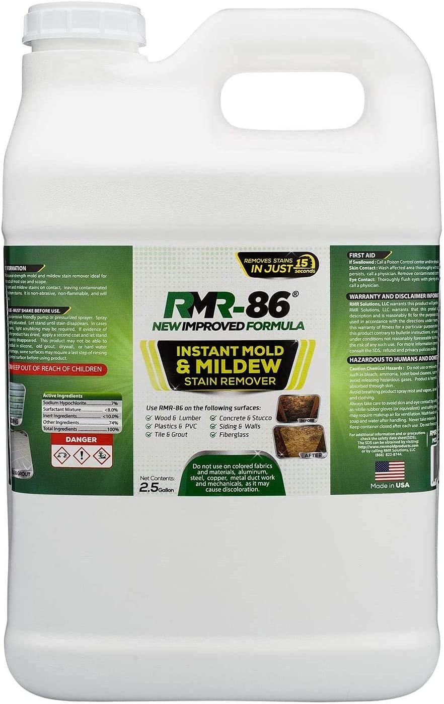 RMR-86 Instant Mold and Mildew Stain Remover Spray - Scrub Free Formula, Bathroom Floor and Shower Cleaner, 2.5 Gallon (320 Fl Oz) Pack of 2