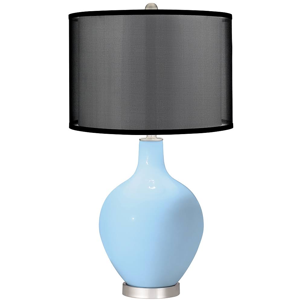 Color + Plus Wild Blue Yonder Ovo Table Lamp with Organza Black Shade