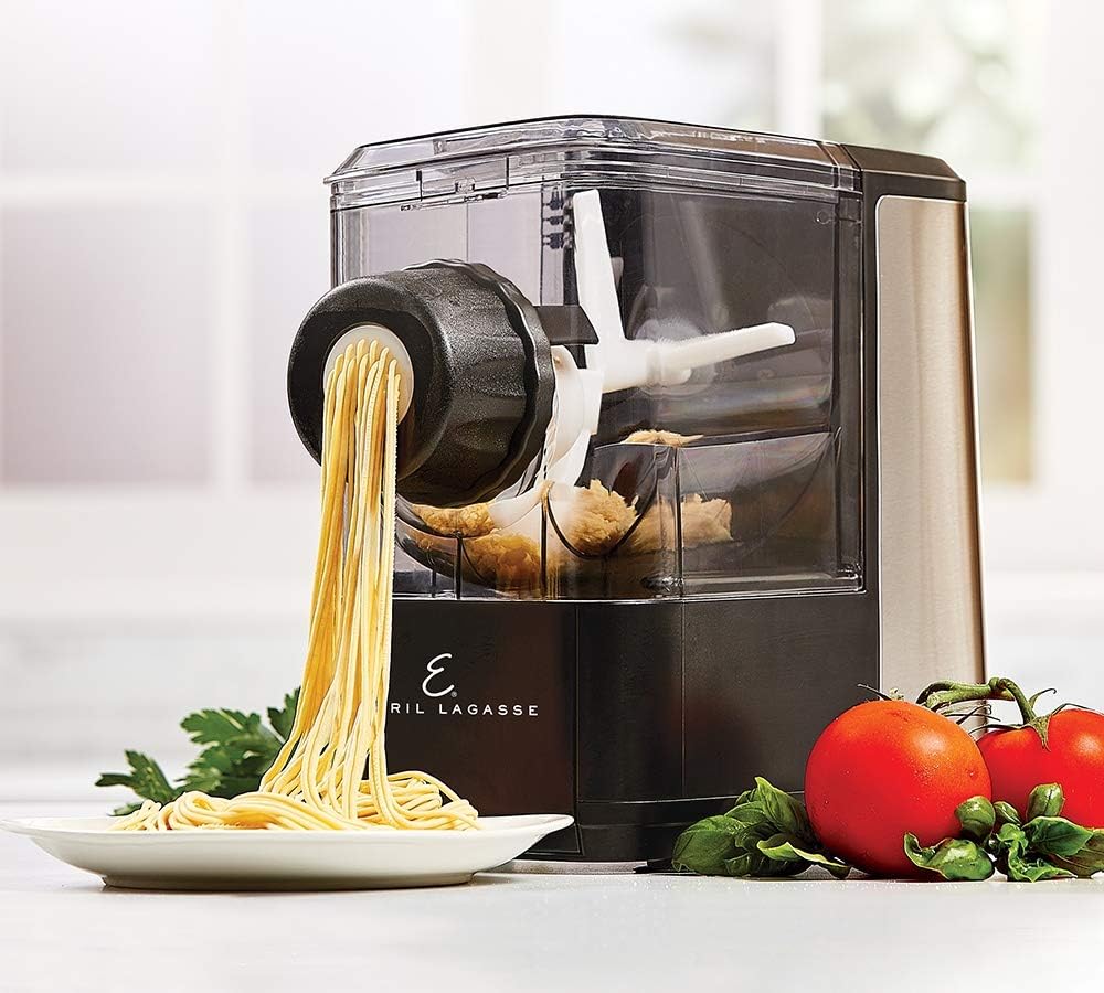 Emeril Lagasse Pasta & Beyond, Automatic Pasta and Noodle Maker with Slow Juicer - 8 Pasta Shaping Discs Black